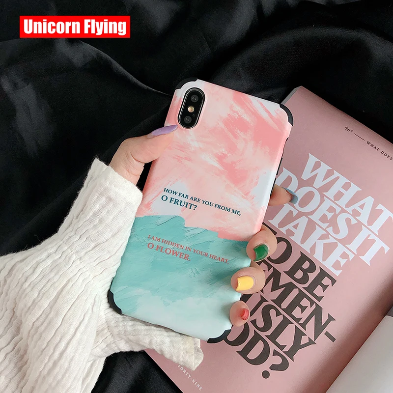 

LinXiang Pink Green Abstract Art Lover's Honeyed Words Soft Phone Case Back Cover For iphone 6 6s 7 8 Plus X XS Max XR