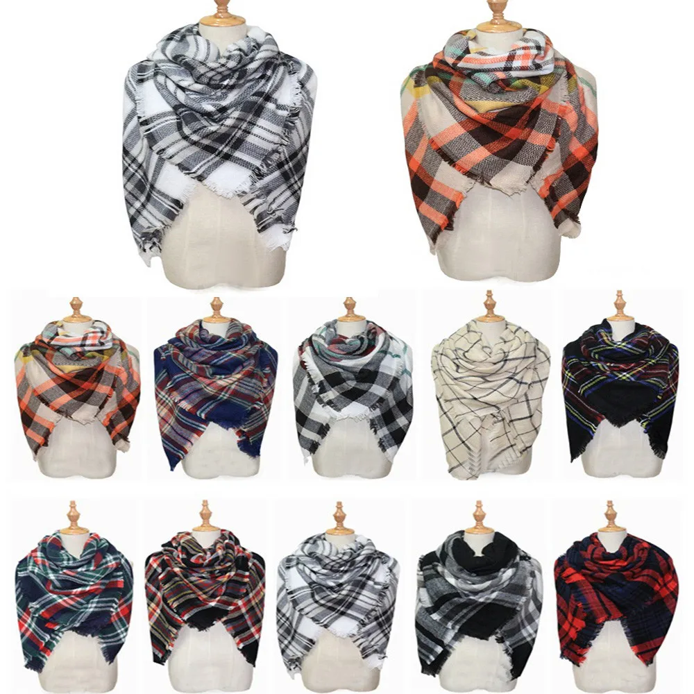 2020 женское Клетчатое одеяло толстый зимний шарф тартан массивная накидка