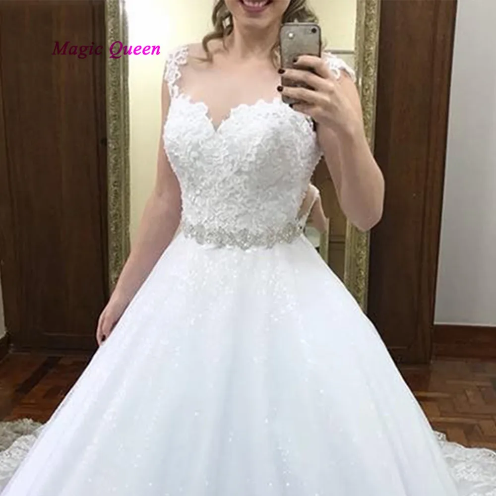 Sparky китайские свадебные платья кружевное винтажное на заказ свадебное платье Robe de mariage пояс со Стразами Круглый Вырез свадебные платья