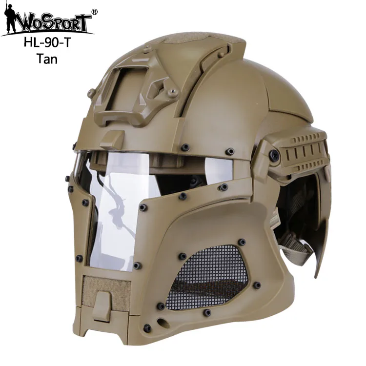 tan Полностью Покрытые Iron Warrior тактический шлем военный армейский боевой шлем Для мужчин страйкбол Пейнтбол уход за кожей лица защиты шлем - Цвет: tan