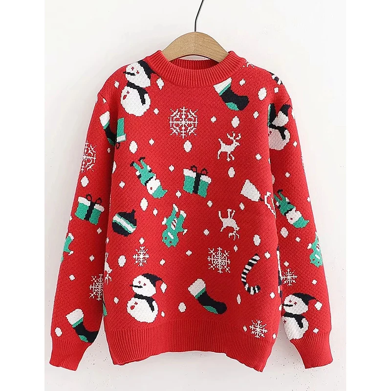 Красный Plus Size Jumper Snowman Deer Sweaters New Santa Claus Xmas Patterned Christmas Sweaters Tops For Men Women Pullovers - Цвет: Красный