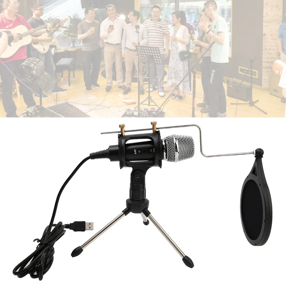 Новый микрофон USB звук студия вещания конденсаторный с кронштейном анти-спрей