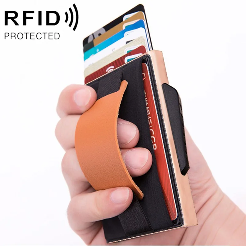 RFID смарт-кошелек держатель кредитной карты металлический тонкий мужской кошелек пройти секретный всплывающий минималистичный кошелек маленький черный кошелек - Цвет: 6