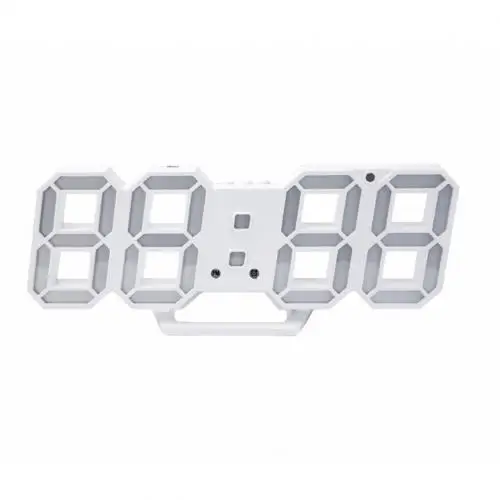 NICE 3D LED Wall Modern Digital Table Desktop Alarm Clock USB Living Room Timepiece - Цвет: Белый