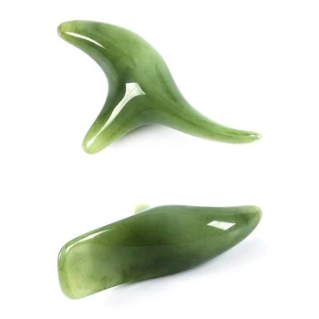 

Natural Green Beewax Jade Face GuaSha Triangle Massager Board Rod Body Back Foot Acupoint Massage Stick Health Care Tool