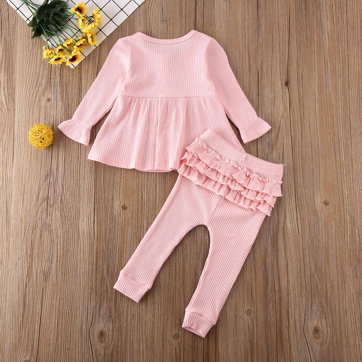 Осенняя одежда для новорожденных девочек однотонные трикотажные топы платье