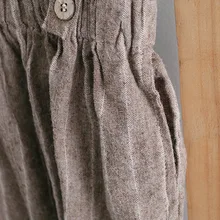 [Весна] г. Весенние детские хлопковые льняные штаны на подтяжках han ban/широкие штаны в Вертикальную Полоску из хлопка и льна штаны на подтяжках M