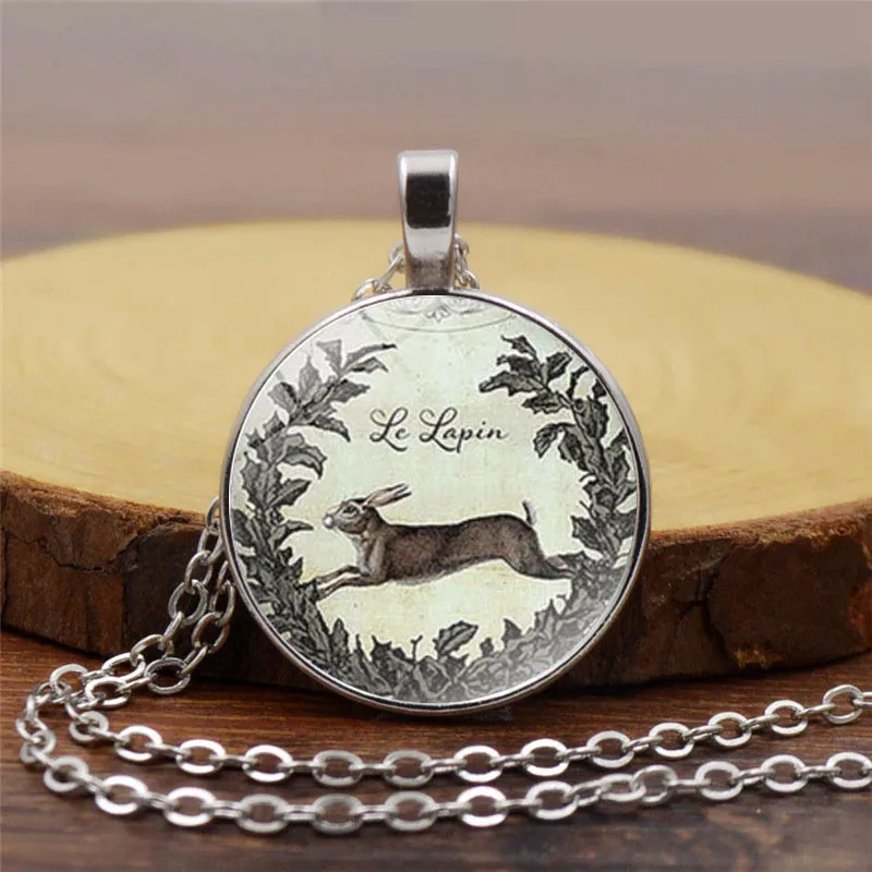 3 Colors New Christmas Glass Dome Necklace Charm Wolf Print Art Pendant Necklace Women Men Party Jewelry Gift Wholesale - Окраска металла: Silver