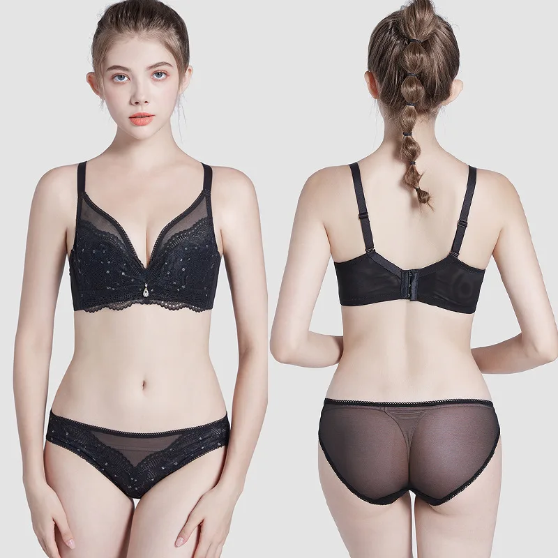 Комплект женского кружевного нижнего белья с чашками пуш-ап | Женская одежда
