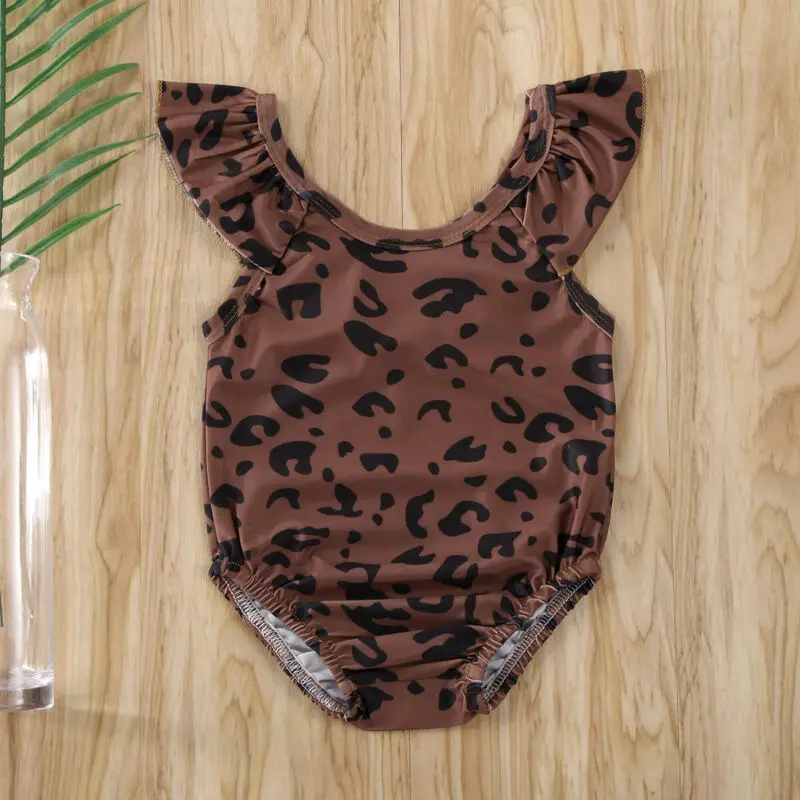 bikinis Swimwear bodysuits Baby Girls Bathing suits  Summer Leopard Printed Bikini One Piece Swimwear Backless Bathing Suit
