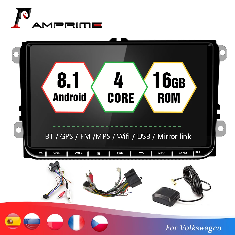 AMPrime 2 din Автомобильный мультимедийный плеер " Android Авторадио gps навигация Bluetooth стерео Mirrorlink WiFi FM Радио Автомобильная камера