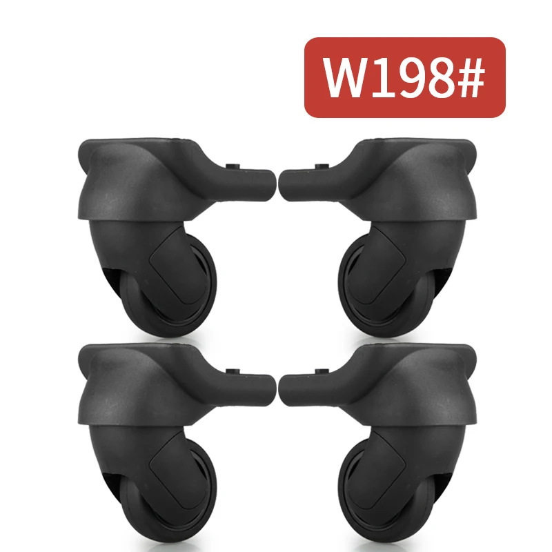 W198(4 Wheels)Black Сменные багажные колеса для чемоданов, запасные колесики для чемоданов, колеса для чемоданов - Цвет: W198(4 Wheels)Black