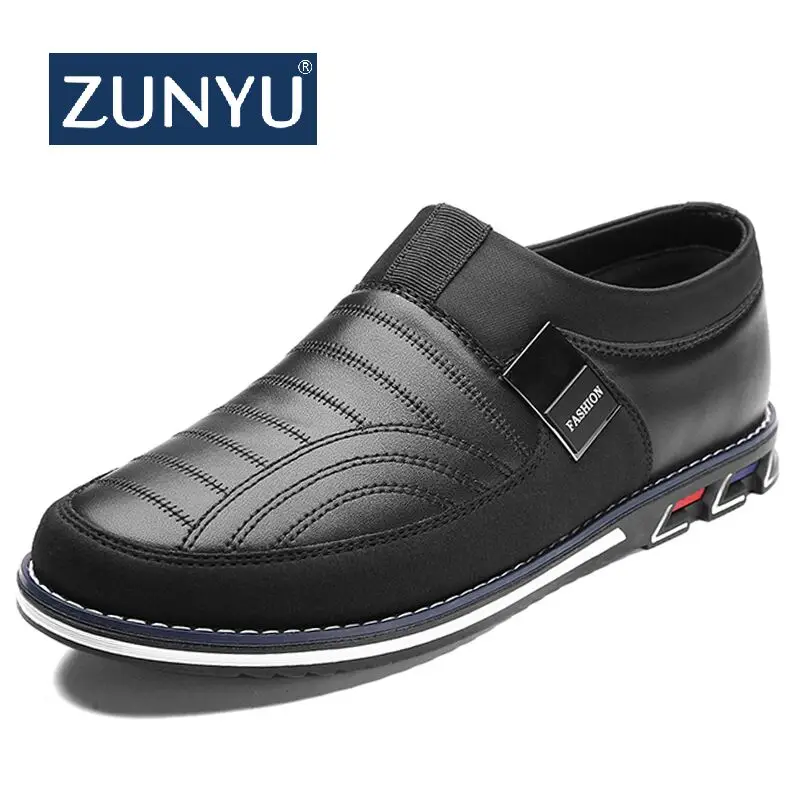 ZUNYU 2020 Весенние новые кожаные мужские туфли Модные Повседневные Дышащие слипоны
