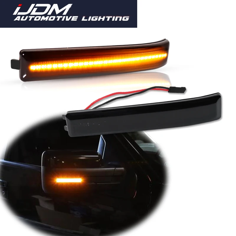 

iJDM For 2009-2014 Ford F-150 & 2010-2014 Ford Raptor SVT Super Bright Smoked Lens Amber LED Car Side Mirror Marker Lights 12V
