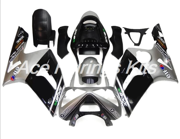 4 подарки горячий ABS полный обтекатель комплект подходит для Kawasaki ZX6R 2003 2004 ZX-6R 03 04 Ninja 636 Обтекатели кузова набор черный серебряный эльф