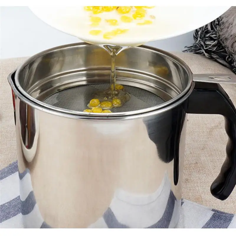 1.2L ситечко для масла из нержавеющей стали, контейнер для смазки, контейнер для хранения масла, хранитель смазки с ситечком и крышкой