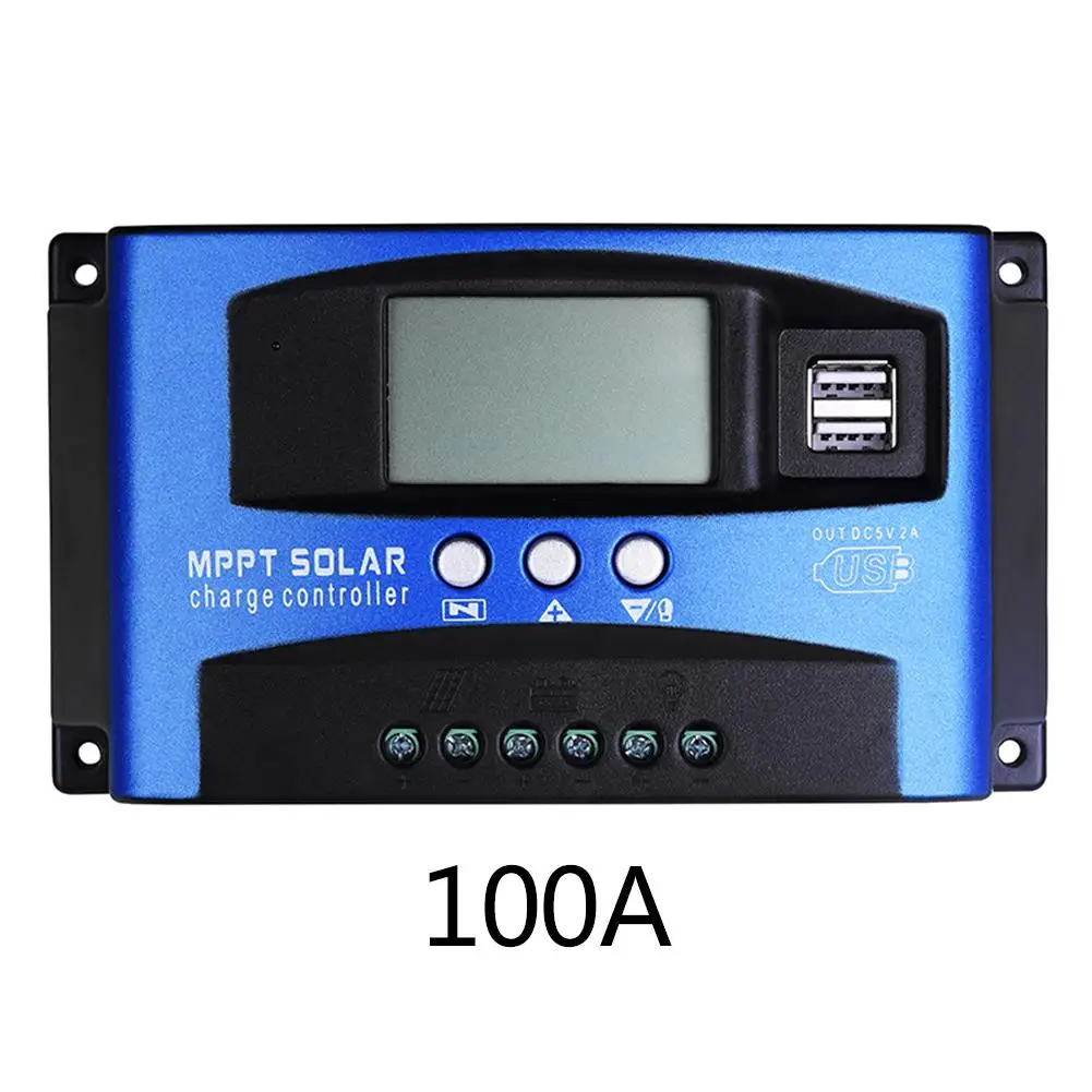 70A 30/40/50/60/100A Солнечный контроллер заряда двойной USB ЖК-дисплей 12 В 24 В Авто Солнечная Панель зарядное устройство регулятор с нагрузкой двойной USB - Цвет: 70A