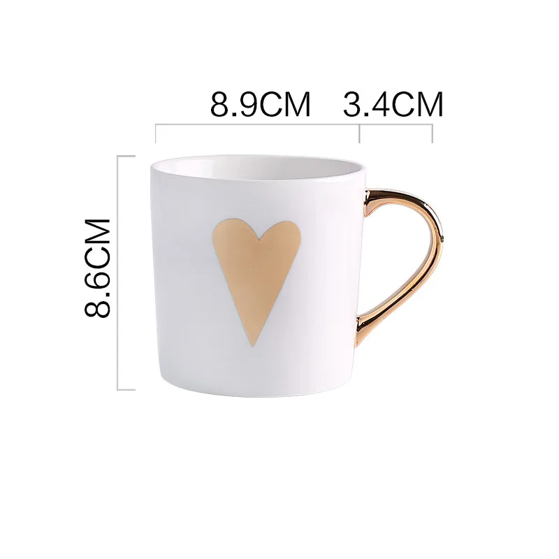 Light luxury gold couple ceramic coffee cup love stars stripes mug creative drinking coffee coffee cup novelty gift milk cup - Цвет: D