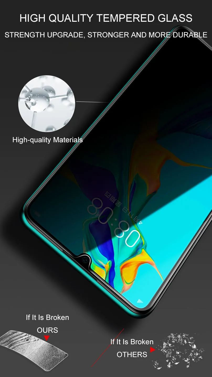 Анти-шпионское защитное стекло на huawei P20 P30 Lite Pro Анти-ползать Закаленное стекло протектор экрана для huawei P10 Lite