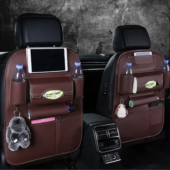 

Leather Car Seat Back Folding Portable Storage Bag Multi-Use Car Organizers Black Car Portable Storage Bags Car Organizer Trunk