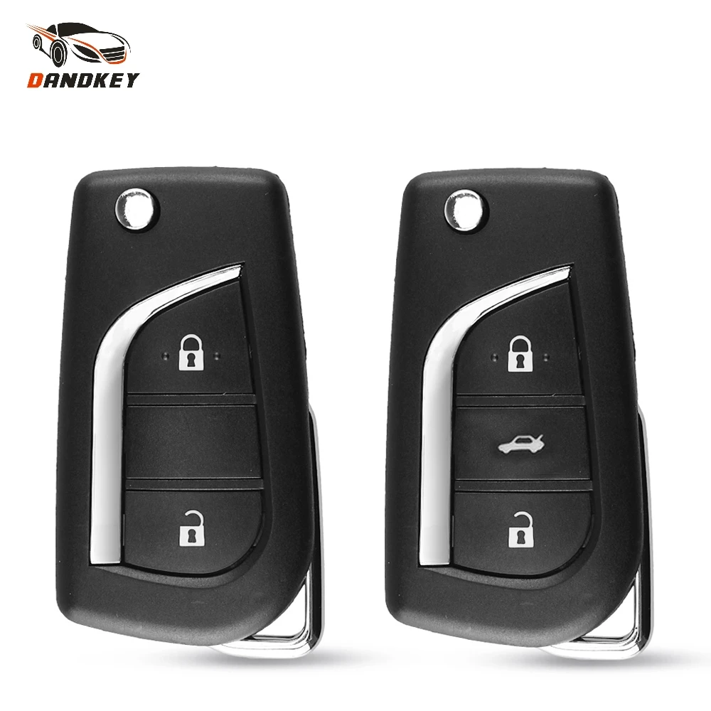 

Dandkey Flip Uncut Blade Folding Remote Key Shell Case For Toyota Levin Camry Reiz Corolla 2014 Key 2/3 Button Fob Toy48 Toy43