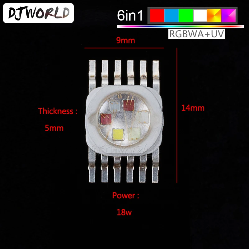 

LED RGBWA+UV 6in1 For LED Lighting Chips Red/Green/Bule/White/Abmer/Ultraviolet For Stage Effect Light Disco DJ Party Light