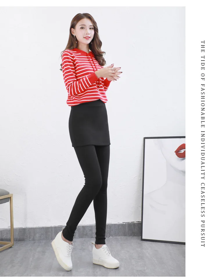5112 зимние женские леггинсы для женщин теплый толстый Slim Fit поддельные из двух частей женские брюки-скинни стрейч карандаш бархат мотобрюки
