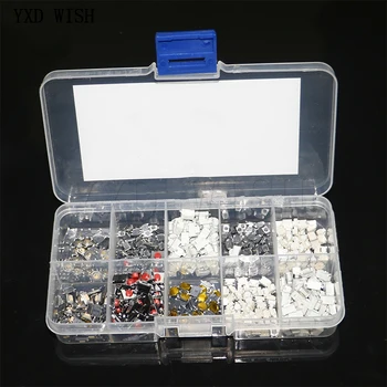 

500pcs 10Values Key Push Button Touch Micro Switch Kit Car Remote Control Tablet PC Repair Package Tactile Interruptor Connector