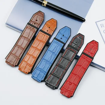 

Men's watch with high quality leather soft and comfortable waterproof and sweatproof 19mmx25mm suitable for HUBLOT watch accesso