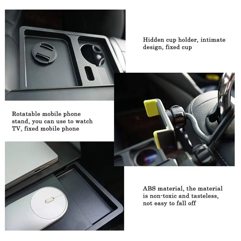 Vassoio Multiuso Per Volante Auto - Tavolo Da Pranzo E Scrivania Portatile In ABS Per Mangiare E Lavorare In Auto (Rosa) - 2