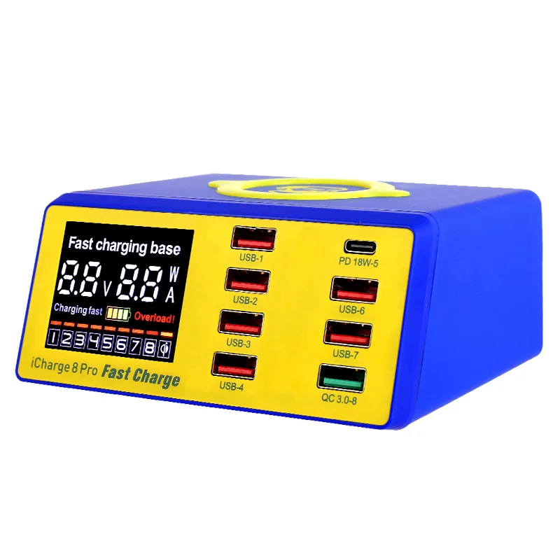 Умная зарядка MECHANIC с 8 портами USB поддержка QC 3 0 быстрая Беспроводная ЖК-дисплеем