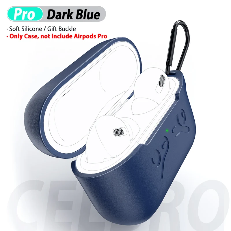 Dark Blue Чехол для Airpods Pro, мягкий силиконовый чехол для Apple Air Pods Pro, аксессуары, защитный чехол с пряжкой для Airpods3 Coque - Цвет: Dark Blue