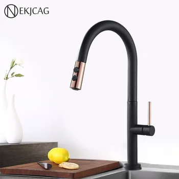 

Pull Out Black Black Kitchen Faucet 2 Way Spray Sink Mixer Double Mode Water Hot and Cold Kitchen Faucets