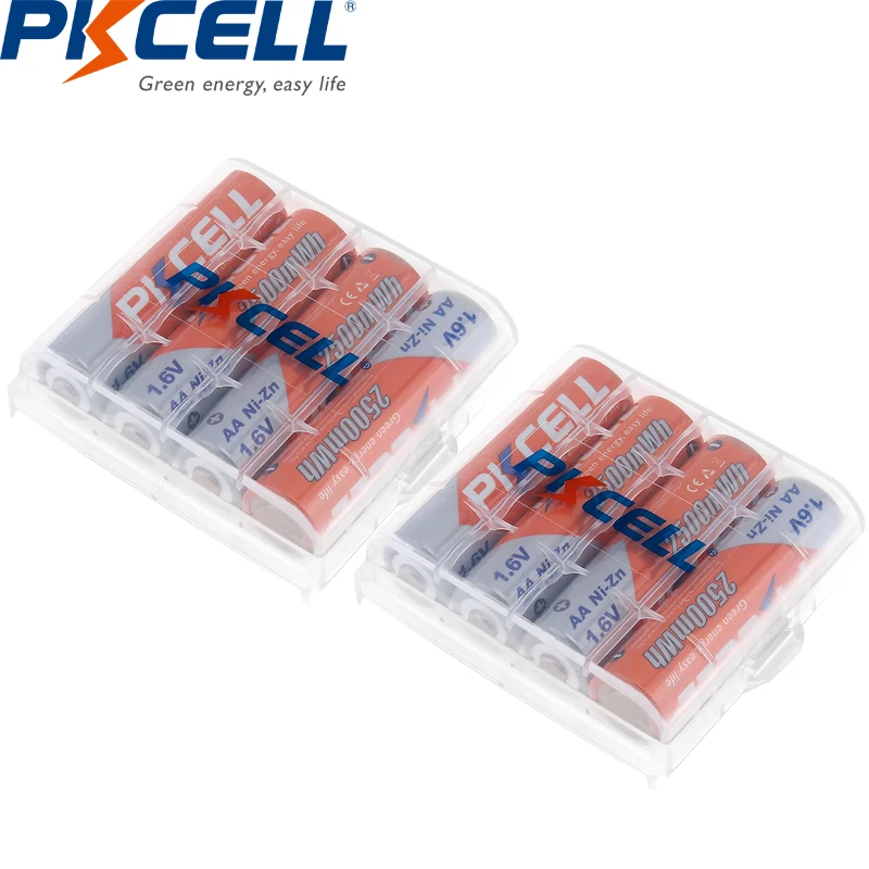 Caixa de Case Bateria e 2 Pces Pkcell Nizn Bateria 1.6v 2500mwh Recarregável 2a Baterias Guardar 8 - aa - Image 2