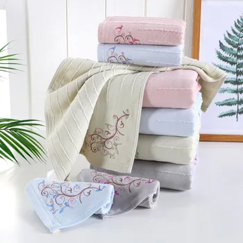 

New 3pcs/set Flower 100% Cotton Face Towel Bathroom Hand Bath Towels Embroidery Terry Towels toallas de baño para adulots
