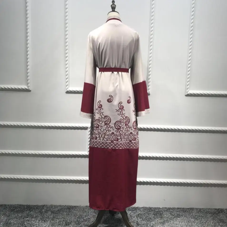 Модный принт в мусульманском стиле abaya парадное платье кардиган кимоно длинный халат Платья Туника Jubah Ближний Восток Рамадан Арабский исламский ткань Wj1881