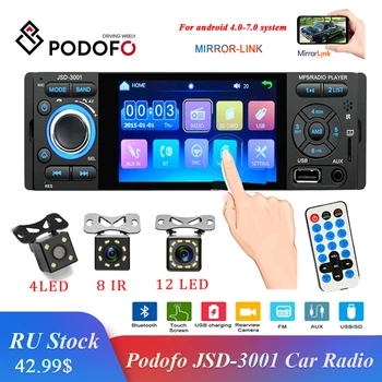 

Podofo 1din Car Radio JSD-3001 Autoradio 4.1 Car MP5 Player Touch Screen Car Stereo Bluetooth 1Din Auto Radio Camera Mirror LinK