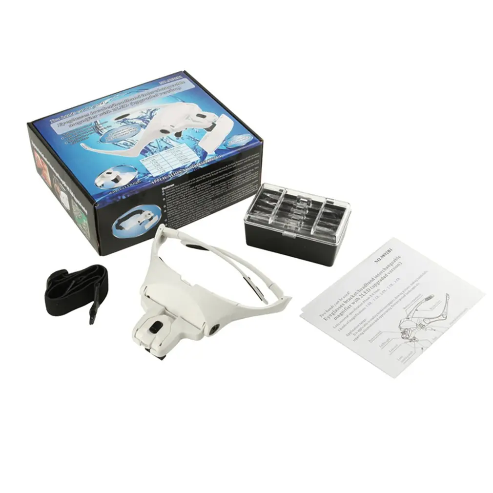 

Glasses Magnifier Glass, 5 Lens Loupe Eyewear Magnifier With Led Lights Lamp,Headband Led Magnifying Glass For Reading, Looking