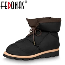 Fedonas nova marca 2021 ins moda feminina botas de tornozelo inverno quente feminino botas de neve plataformas casuais sapatos curtos mulher botas