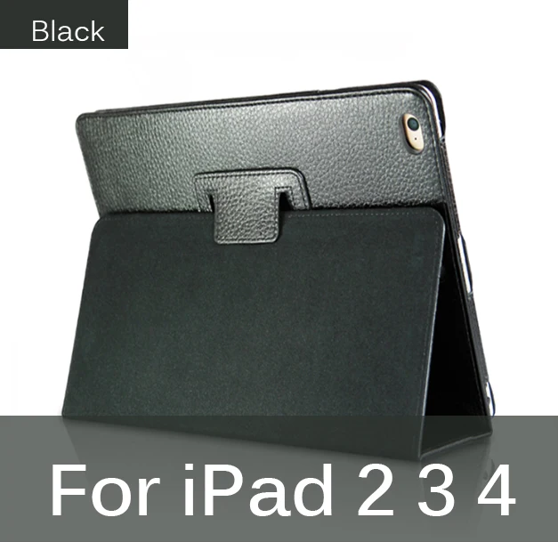 black ipad 9.7 Для Apple ipad 2 3 4 чехол Авто Режим сна/Пробуждение Флип личи из искусственной кожи чехол для нового ipad 2 ipad 3 Смарт-подставка держатель Чехол-книжка - Цвет: black ipad 9.7