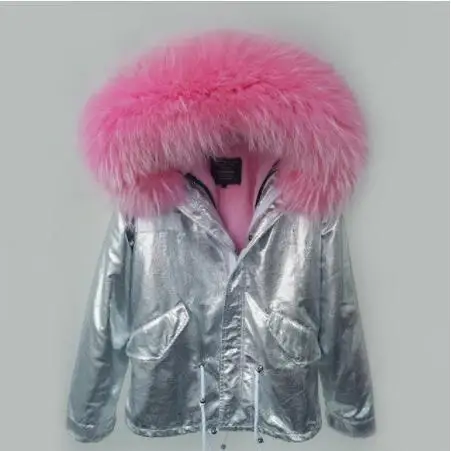 4 woman winter short Casual Parkas jacket Women faux fur liner parka real raccoon fur Collar hooded coat - Цвет: 4