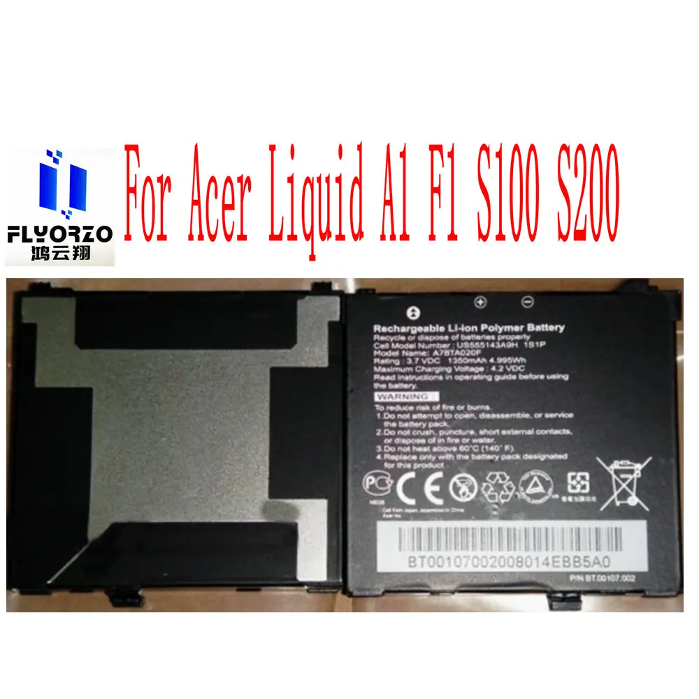 Новый высококачественный аккумулятор 1350 мАч A7BTA020F для Acer Liquid A1 F1 S100 S200 мобильный