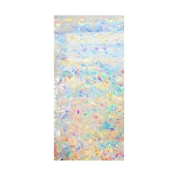 

Rainbow Window Film Non-Adhesive Static 3D Irregular Pattern Colorful Decor Privacy Sun Protection Glass Stick 60x200cm