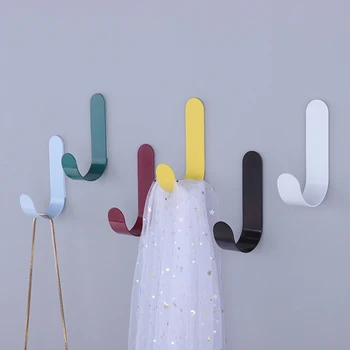 

1pcs Nordic Wrought Iron Small Hooks Adhesive Hooks creative simple hooks bedroom bathroom hooks free nails no trace hooks
