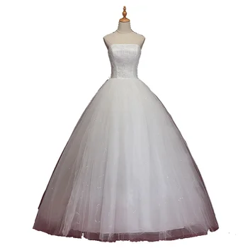 

Holievery Ball Gown Strapless Tulle Wedding Dress In Stock Bridal Gowns Floor Length Bride Dresses