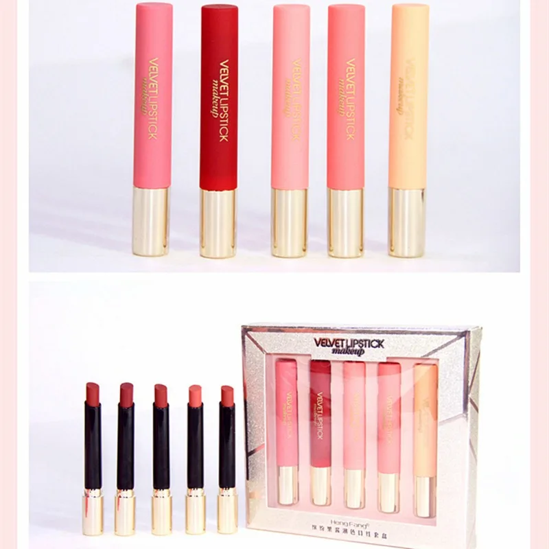 Make Up5pcs, матовая губная помада, набор, водостойкая, антипригарная чашка, осветляет губы, цвет, бархатная помада, долговечная, макияж, Новинка