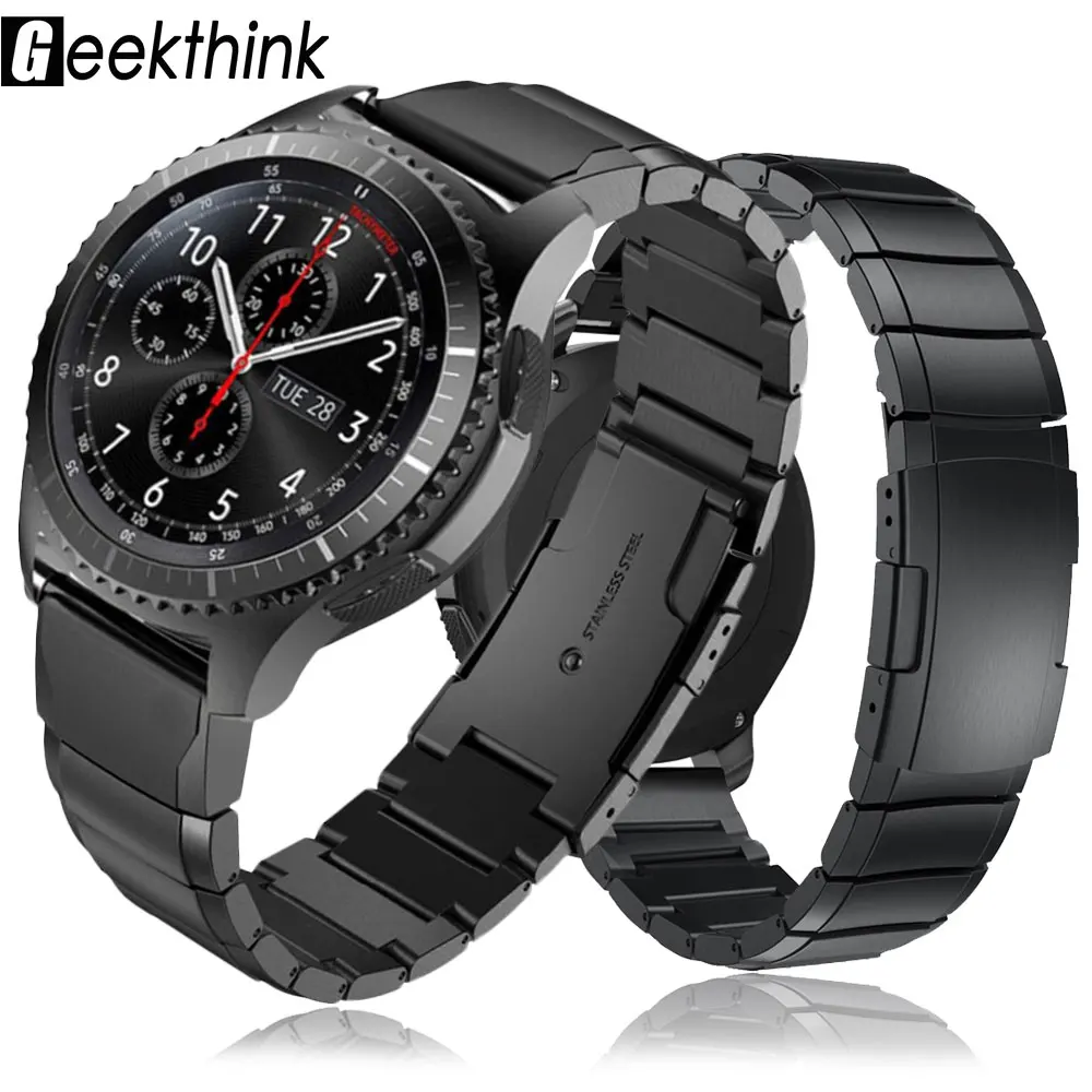 Ремешок из нержавеющей стали для Samsung Galaxy Watch 3 45 мм 46 браслет HUAWEI watch GT2 Amazfit Bip Pace Moto