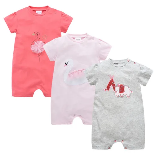11919296 New Baby Boy Girl Rompers 3 pcs Cotton Short Summer Clothes 0-3 months Newborn body bebe Jumpsuit - Цвет: 11919296