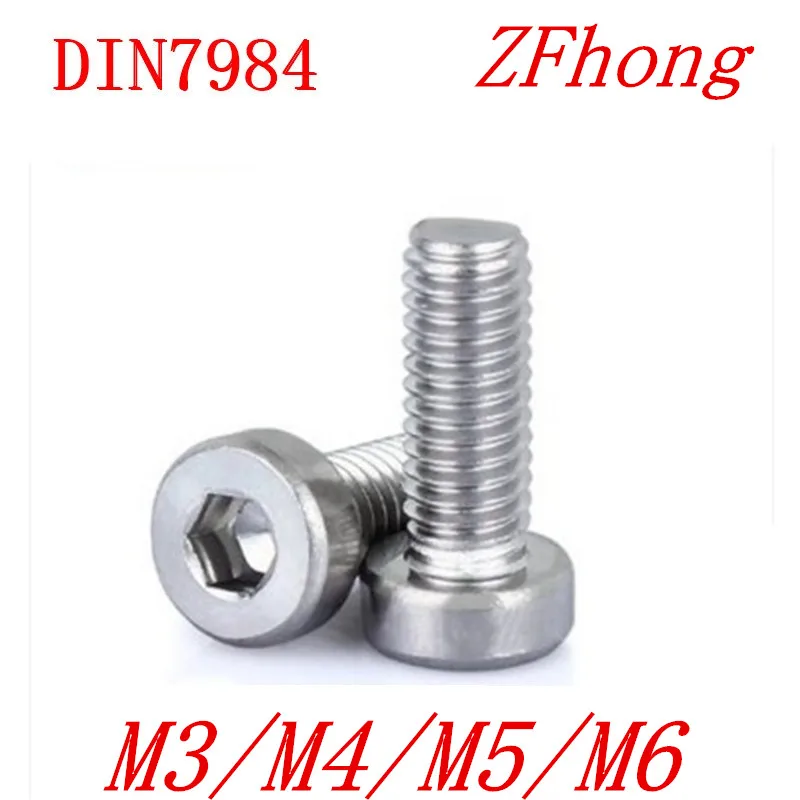 10/50 M3 M4 M5 M6 304 A2-70 из нержавеющей стали DIN7984 Шестигранная розетка тонкая Низкопрофильная короткая головка Шестигранная Крышка Болт L = 4-40 мм