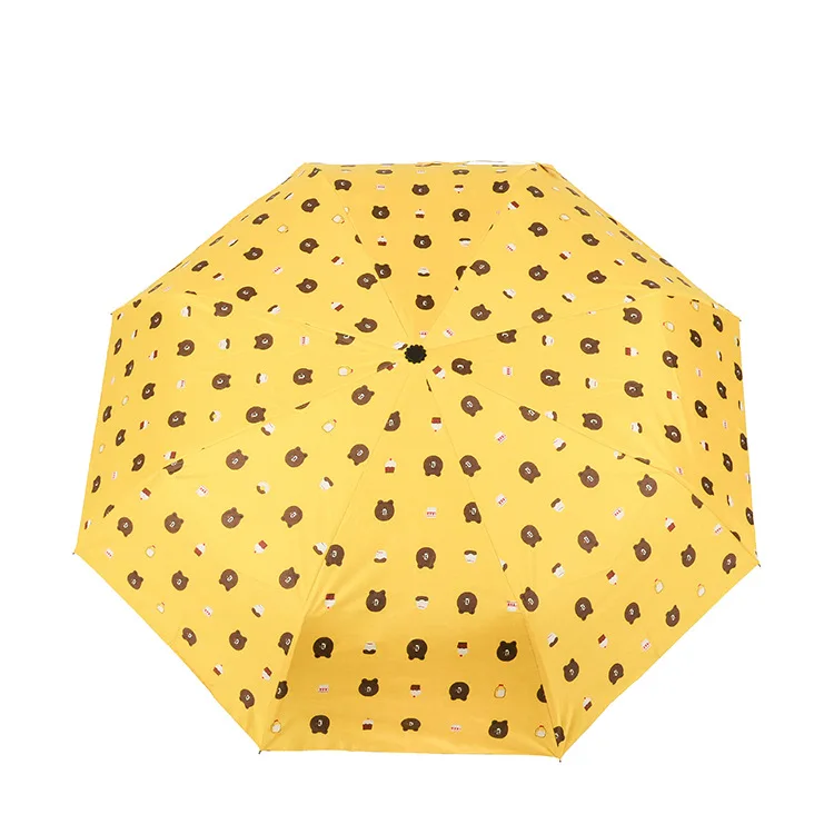 

Fully Automatic Creative Bear Umbrella Cartoon Three-fold Umbrella Sun-resistant UV-Protection Parasol Vinyl Umbrella